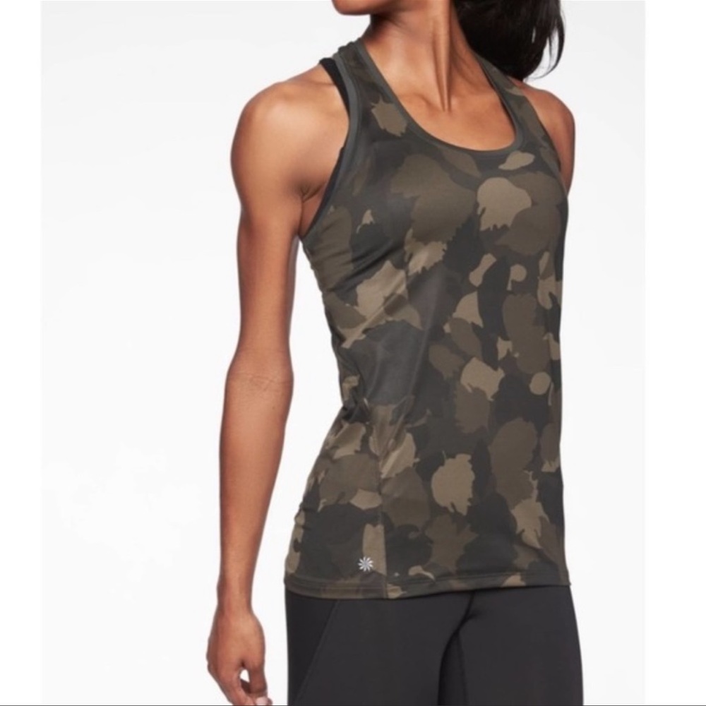 Athleta Women's Limitless Camo Keyhole Tank Size Small Brown‎ Black